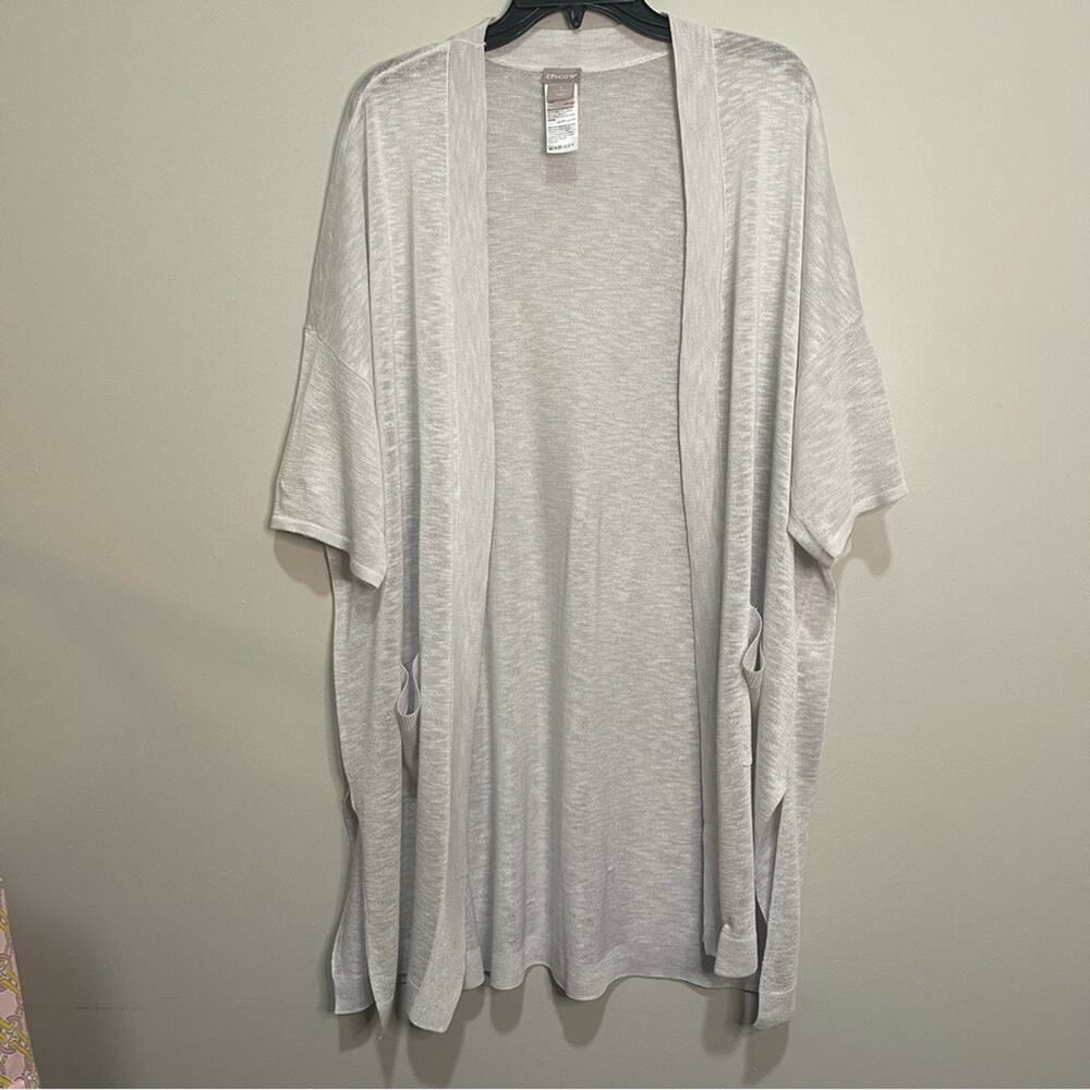Chico's Two-Pocket Open-Front Cardigan Lightweight Mineral Gray Size 2 (US L)